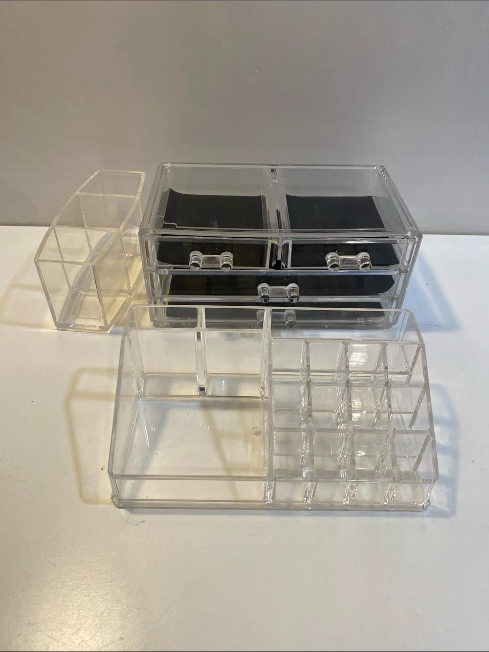 Clear Acrylic Cosmetic Organizer with Drawers and Compartments